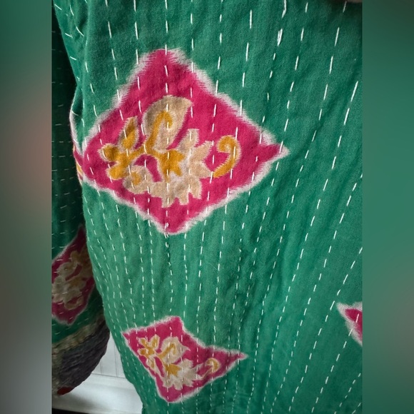 GORGEOUS Handmade Indian Kantha Hoodie Jacket ~pockets~lightweight~NEW!! Large - Picture 7 of 8